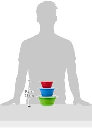 Progressive International CB-20 Storage Bowls with Lids, Set of 3, teal, green and red