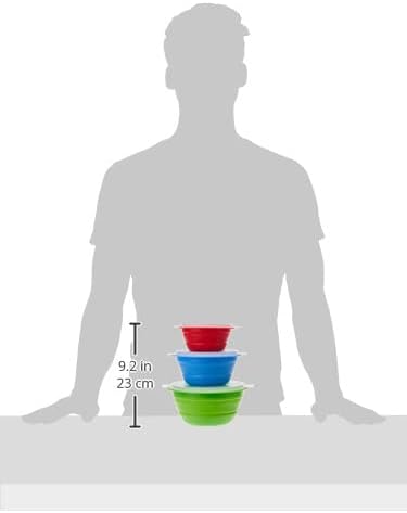 Progressive International CB-20 Storage Bowls with Lids, Set of 3, teal, green and red