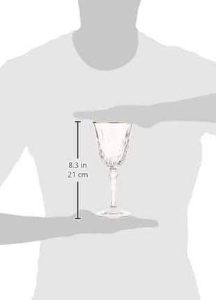 Lorren Home Trends Siena Collection Crystal Red Wine Glass with Gold Band Design, Set of 4, 7.5 fluid ounces