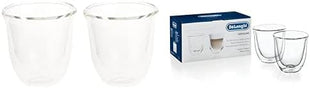 DeLonghi Thermal Espresso Glasses (Set of 2) and Cappuccino Glasses (Set of 2) Bundle