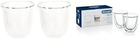 DeLonghi Thermal Espresso Glasses (Set of 2) and Cappuccino Glasses (Set of 2) Bundle