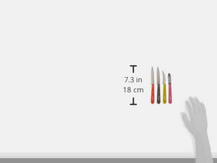 Opinel Les Essentials Small Kitchen 4 Piece Knife Set - Paring Knife, Serrated Knife, Peeler, Vegetable Knife, Corrosion Resistant High Carbon Steel, Made in France (50s)