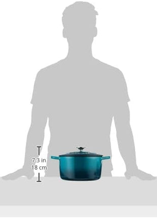Crock-Pot Artisan 5-Quart Round Enameled Cast Iron Dutch Oven – Teal Ombre, Durable Heavy-Duty Cookware for Slow Cooking, Roasting, Baking with Lid