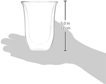 De'Longhi DeLonghi Double Walled Thermo Latte Glasses, Set of 2, 2 Count (Pack of 1), Clear, 330 milliliters