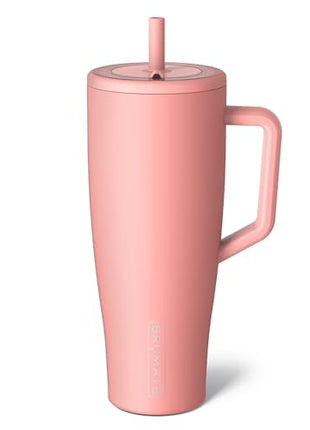 BrüMate Era 40 oz Tumbler with Handle and Straw | 100% Leakproof Insulated Water Bottle Tumbler with Lid and Flexible SoftSip Straw | Made of Stainless Steel | Cup Holder Friendly | 40oz (Guava)
