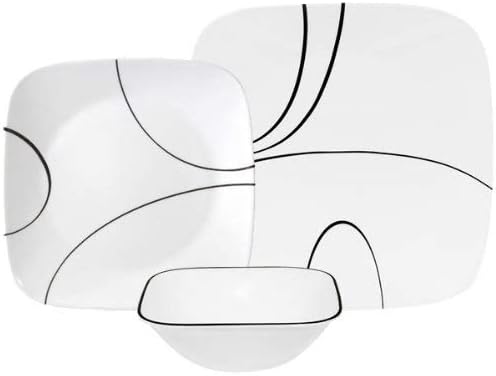 Corelle Square Simple Lines 18-Piece Dinnerware Set, Service for 6 (1088646)