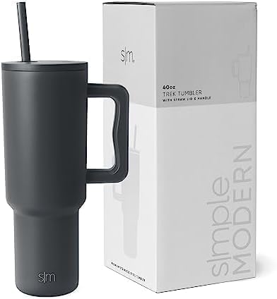 Simple Modern 40 oz Trek Tumbler with Handle and Straw Lid | Cup Holder Friendly Insulated Stainless Steel Travel Mug | Graphite (Pack of 12)