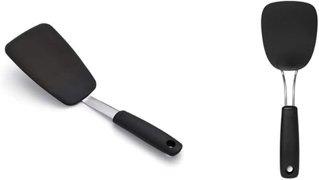 OXO Good Grips Large Silicone Flexible Turner & 65191 Good Grips Nylon Flexible Turner, Black
