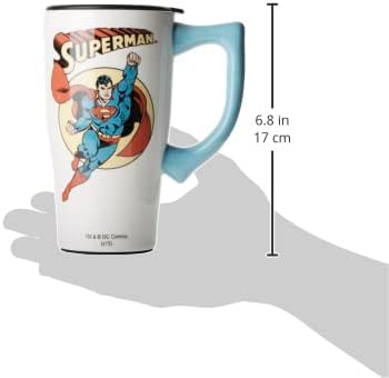 Spoontiques - Ceramic Travel Mugs - Superman Cup - Hot or Cold Beverages - Gift for Coffee Lovers