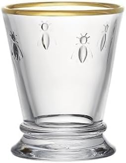 La Rochere Gold Rimmed Napoleon Bee Tumbler Set of 4 – La Rochere Bee Glassware Sets – Gold Rimmed Glassware (10 oz)