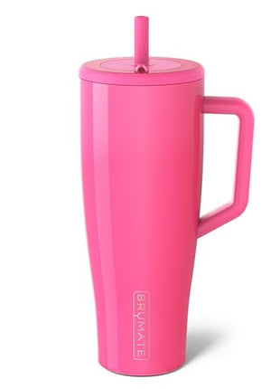 BrüMate Era 40 oz Tumbler with Handle and Straw | 100% Leakproof Insulated Water Bottle Tumbler with Lid and Flexible SoftSip Straw | Made of Stainless Steel | Cup Holder Friendly | 40oz (Neon Pink)