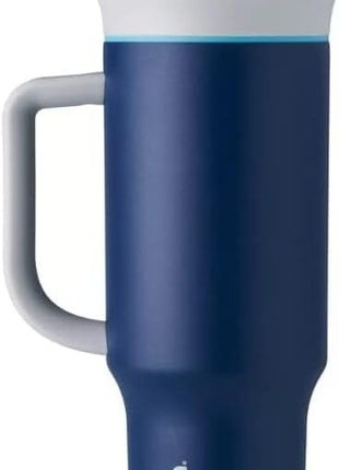 Owala Stainless Steel Triple Layer Insulated Travel Tumbler with Spill Resistant Lid, Straw, and Carry Handle, BPA Free, 40 oz, Dark Blue (Saltwater Starfish)