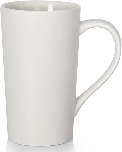 Smilatte 20 oz Extra Large Coffee Mug, M007 Plain Tall Big Ceramic Latte Milk Tea Cup with Handle for Dad Men Women, White