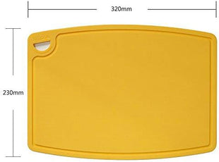 Liflicon Thick Silicone Cutting Board 12.6'' x 9.1'' Juice Grooves Easy Grip Handle Dishwasher Safe-Yellow