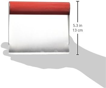Rachael Ray Tools and Gadgets Stainless Steel Pastry Scraper / Bench Scrape / Kitchen Tool for Baking and Cooking / Dishwasher Safe, Red