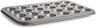 Cooking Light Carbon Steel Mini Muffin Pan Gray | Non-Stick | Heavy Duty | 24-Cup | Pack of 6