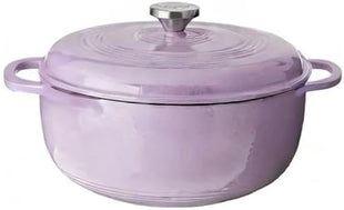 Lodge 6 Quart Enameled Cast Iron Dutch Oven with Lid – Dual Handles – Oven Safe up to 500° F or on Stovetop - Use to Marinate, Cook, Bake, Refrigerate and Serve – Lilac