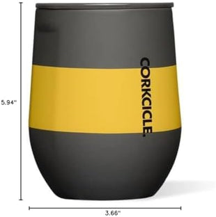 Corkcicle Stemless Insulated Wine Glass Tumbler - Keeps Beverages Cold 6 Hours & Hot 3 Hours - Stainless Steel - Easy-Grip - Summer Drinkware Gift - Keeps Drinks Ice Cold - 12 oz - Hufflepuff