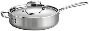 Tramontina Signature Tri-Ply Clad Stainless Steel 3-Quart Saute Pan with Lid, Induction-Ready Cooking Pan, Dishwasher-Safe, NSF-Certified, Made in Brazil