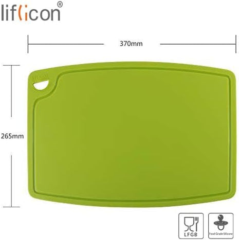 Liflicon Extra Large Thick Silicone Cutting Board 14.6'' x 10.43'' Chopping Board Flexible Cutting Mats Dishwasher Safe-Green