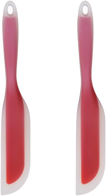 Nonstick Silicone Knife Shaped Flexible Kitchen Spatula Scraper Turner,Kitchen Cooking Utensils With Nylon Core(Red(Set of 2))