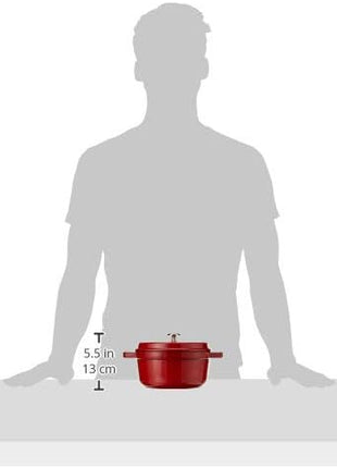 STAUB Cast Iron Round Cocotte, Dutch Oven, 2.75-quart, serves 2-3, Made in France, Cherry