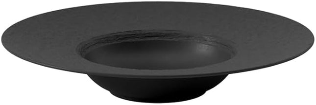Villeroy & Boch Manufacture Rock Pasta Plate with Wide Rim, Premium Porcelain, Made in Germany, Matte Black, 11.5 in, 9.5 oz Capacity