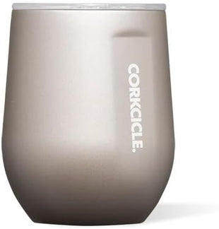 Corkcicle Pure Taste Stemless Insulated Wine Glass Tumbler - Keeps Beverages Cold 6 Hours & Hot 3 Hours - Stainless Steel - Easy-Grip - Summer Drinkware Gift - 12 oz - Latte/Oat Milk