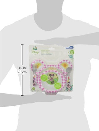 The First Years Disney Minnie Mouse Dinnerware Set - Toddler Plates and Toddler Utensils- 4 Piece Set