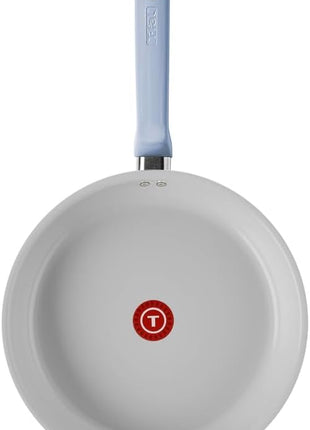 T-Fal Refresh Ceramic Nonstick Cookware Set, 12-Piece Nonstick Cookware, Oven Safe to 350°F, Stockpot, Griddle, Frying Pans, Utensils, Ceramic Pots and Pans Set, Blue