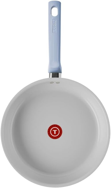 T-Fal Refresh Ceramic Nonstick Cookware Set, 12-Piece Nonstick Cookware, Oven Safe to 350°F, Stockpot, Griddle, Frying Pans, Utensils, Ceramic Pots and Pans Set, Blue