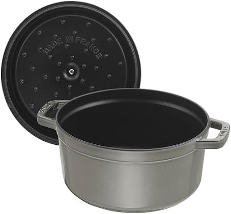 STAUB Cast Iron Roaster/Cocotte, Round, 26 cm, 5 L, Graphite Grey