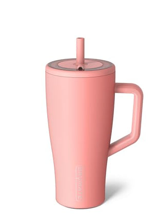 BrüMate Era 30 oz Tumbler with Handle and Straw | 100% Leakproof Insulated Water Bottle Tumbler with Lid and Flexible SoftSip Straw | Made of Stainless Steel | Cup Holder Friendly | 30oz (Guava)