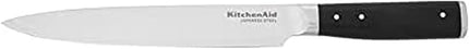 KitchenAid Gourmet Forged Triple Rivet Slicing Knife with Custom-Fit Blade Cover, 8-inch, Sharp Kitchen Knife, High-Carbon Japanese Stainless Steel Blade, Black
