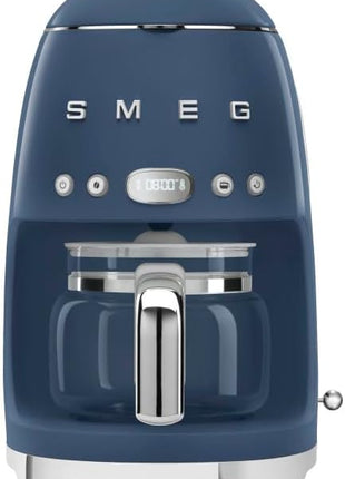 Smeg 50's Retro Style Aesthetic Drip Coffee Machine with 10 Cup Glass Carafe, Auto Start Feature, Keep Warm Plate, and Two Coffee Strength Settings (Navy Blue)