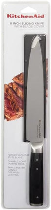 KitchenAid Gourmet Forged Triple Rivet Slicing Knife with Custom-Fit Blade Cover, 8-inch, Sharp Kitchen Knife, High-Carbon Japanese Stainless Steel Blade, Black