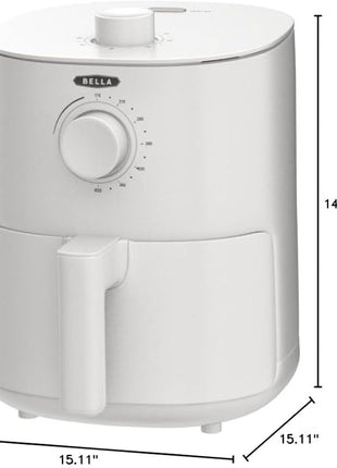 BELLA 2.9QT Manual Air Fryer, No Pre-Heat Needed, No-Oil Frying, Fast Healthy Evenly Cooked Meal Every Time, Removeable Dishwasher Safe Non Stick Pan and Crisping Tray for Easy Clean Up, Matte White