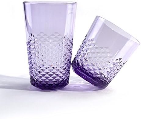 Cupture Diamond Plastic Tumblers BPA Free, 24 oz / 14 oz, 8-Pack (Assorted Colors)