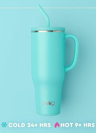 Swiglife 40oz Mega Mug, 40oz Tumbler with Handle and Straw, Extra Large Insulated Tumblers, Cup Holder Friendly Travel Mug (Miss Independence)