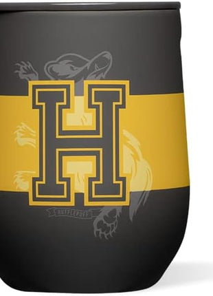 Corkcicle Stemless Insulated Wine Glass Tumbler - Keeps Beverages Cold 6 Hours & Hot 3 Hours - Stainless Steel - Easy-Grip - Summer Drinkware Gift - Keeps Drinks Ice Cold - 12 oz - Hufflepuff