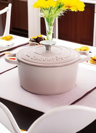 Crock-Pot Artisan Round Enameled Cast Iron Dutch Oven, 5-Quart, Blush Pink