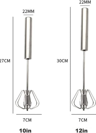 Stainless Steel Egg Whisk, Digead Hand Push Rotary Whisk Blender, whisks for cooking, Hand Push Mixer Stirrer for Blending, Whisking, Beating & Stirring (10+12in)