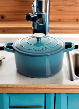 Crock-Pot Artisan Round Enameled Cast Iron Dutch Oven, 3-Quart, Teal Ombre