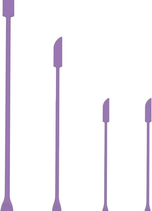 Mini Spatula Silicone Spatula Set - 4pcs Small Makeup Scrapers for Cosmetics, Reusable Beauty Tiny Tools, Thin Jar Scraper, Get the Last of the Makeup Out of the Bottle(Purple)