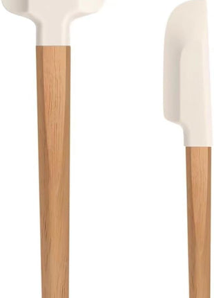 Wooden Handle Spatula Set, 12" & 9" Rubber Spatula Silicone Spatulas for Baking Cooking and Mixing.