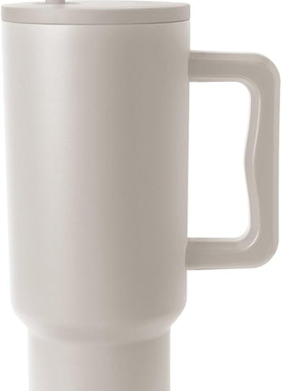 Simple Modern 40 oz Trek Tumbler with Handle and Straw Lid | Cup Holder Friendly Insulated Stainless Steel Travel Mug | Almond Birch