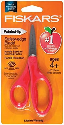 Fiskars 5" Pointed-Tip Scissors for Kids 4+ - Scissors for School or Crafting - Back to School Supplies - Color May Vary
