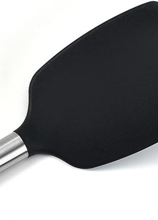 2Pack Small Silicone Turner High Heat Resistant Slotted Spatula for Fish, Eggs, Pancakes and More (Set of 2, Black2)