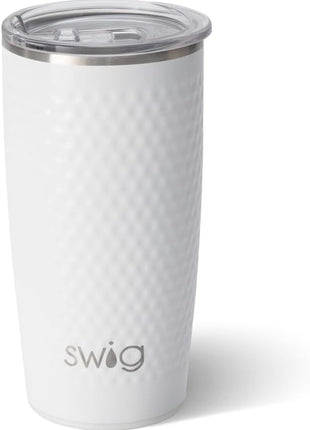 Swig Life 22oz Insulated Tumbler, Travel Coffee Tumbler with Lid, Cup Holder Friendly Travel Coffee Mug, Stainless Steel, 22 oz Tumblers, Reusable Insulated Mug with Lid (Golf Ball)