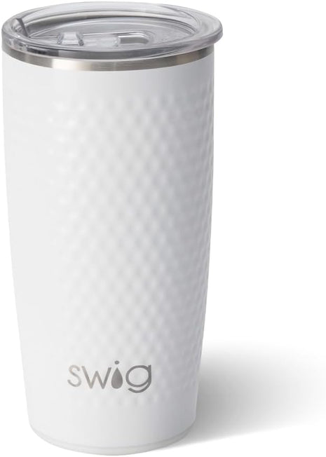 Swig Life 22oz Insulated Tumbler, Travel Coffee Tumbler with Lid, Cup Holder Friendly Travel Coffee Mug, Stainless Steel, 22 oz Tumblers, Reusable Insulated Mug with Lid (Golf Ball)